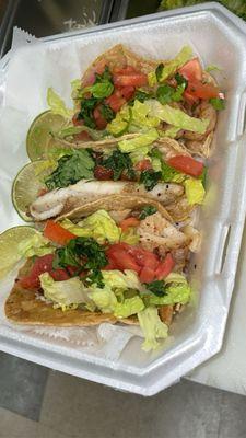 Fish and shrimp tacos