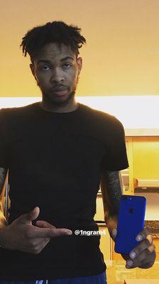 Rocking a custom blue iPhone 7 plus. Brandon Ingram from the Los Angeles lakers