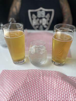 Arpeggi craft beer, water, and Mai Tai craft beer