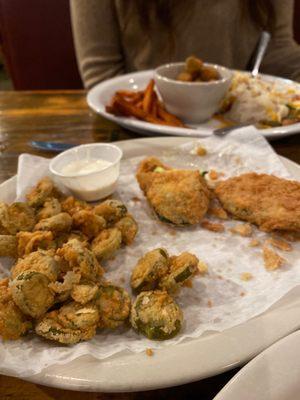 Fried zucchini and jalapeño