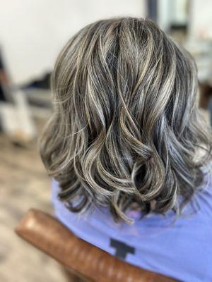 Ash blonde highlights on natural hair color