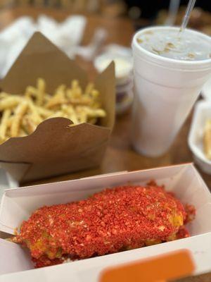 Spicy Potato Half Mozzarella Cheese/Half Hot Dog with truffle fries