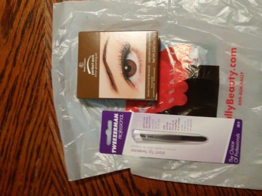 Brow kit without spooly brush $10.27, tweezer $4.32