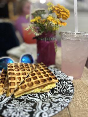 Breakfast Egg Sandwich & Lavender Lemonade! Phenomenal food and drinks here! The staff are so kind and it's a beautiful space.