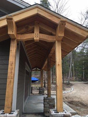 New timber framed awning over garage