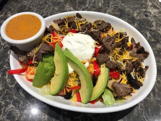 MASSIVE Beef Fajita Taco Salad - TONS of BEEF!!!