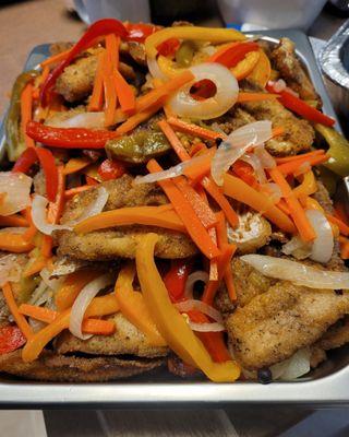 Catering tray of Escovitch boneless fish