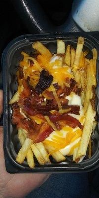 There burned pub fries. Their bacon always comes scorched black.