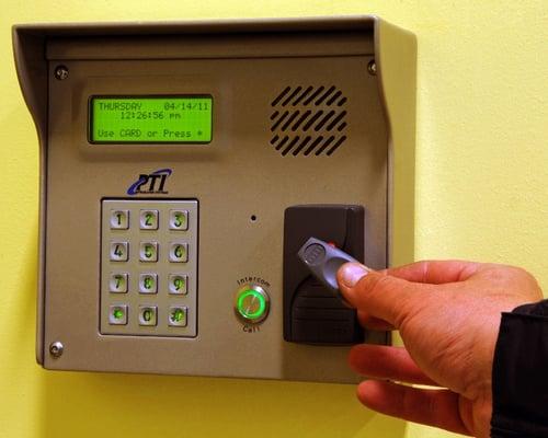 Security access keypad at Safeguard Self Storage on California Ave. in Chicago, IL.