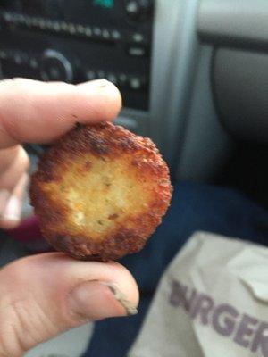 Is this a hash brown?  Or, a hockey puck?  Get Dunken everyday.  Everyday this week burnt hash browns