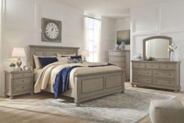 Gray wood bedroom set available king and queen size