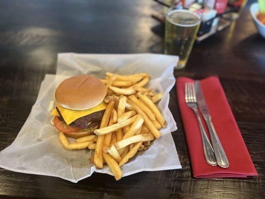 Boom burger and fries