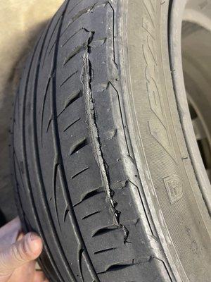 Split tire they found. I had no idea