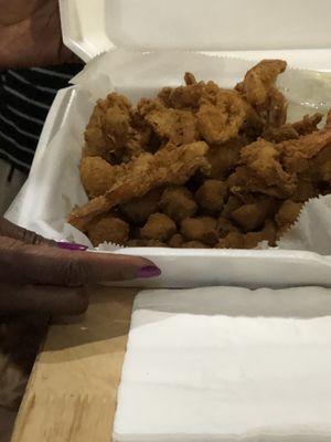 Fried Shrimp w/fried Okra