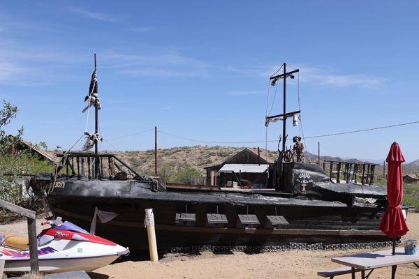 The pirate ship stage for live music