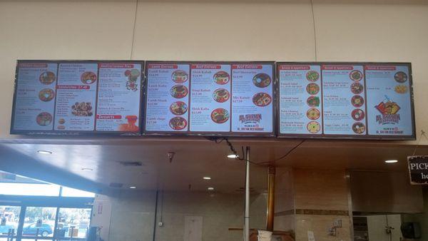 This is the menu and prices as of May 14th 2024. Zoom up to see items and prices. I ordered a lamb shawarma sandwich for $7.50.