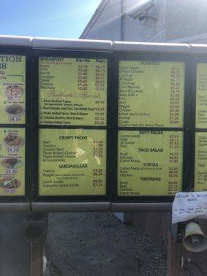 Menu drivethru