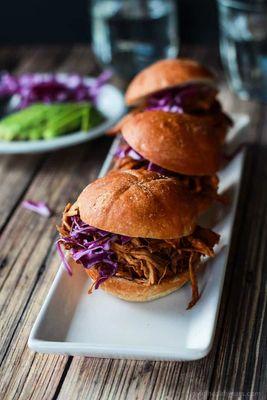 Pulled Pork Sliders with Purple Cabbage and Crack BBQ Sauce!