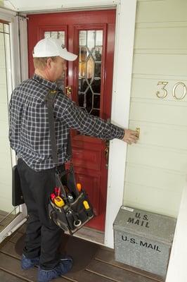 Central City Air Service Technician arriving at customer's home.