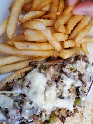 Cheesesteak and fries