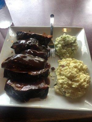 Ribs, coleslaw, potato salad