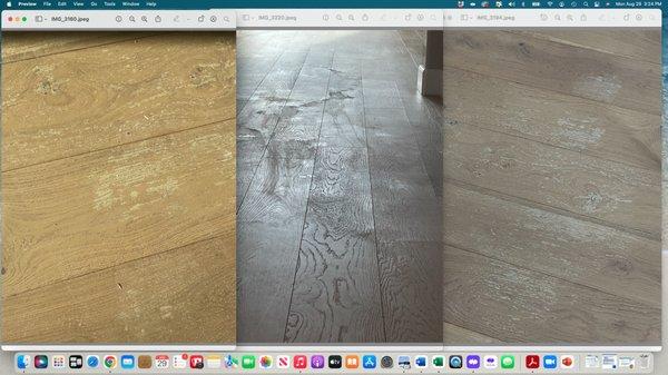 More damage to hardwood floors.