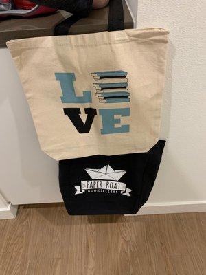 Canvas tote bags from Paper Boat Booksellers