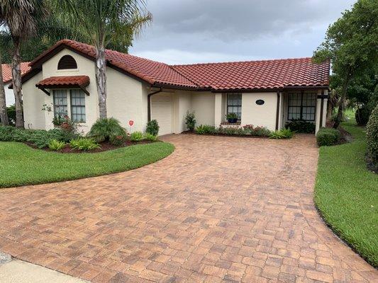 Cleaned & sealed paver Driveway