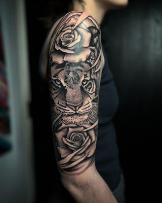 Black and grey half sleeve