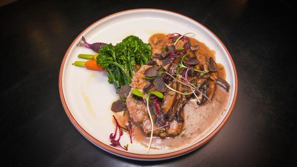 Vitellio (Veal) Marsala: veal cutlet, truffle butter, portobello mushrooms, marsala sauce