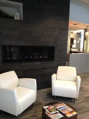 Come get warm by our fireplace before your appointment!