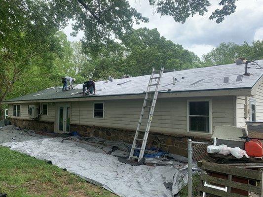 Starting to lay shingles