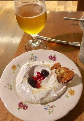 Yogurt dip and Turkish beer