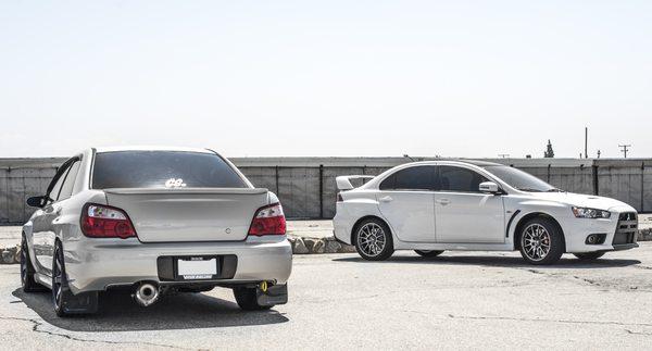 Repainted rear bumper, trunk. With STI limited spoiler trunk lip paint and install.