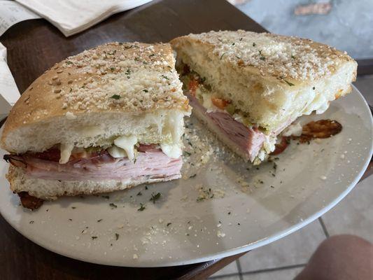 REAL Half muffaletta with fries.