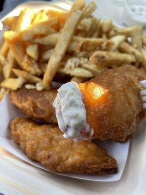 Fish & Chips (upgraded to garlic fries) $13