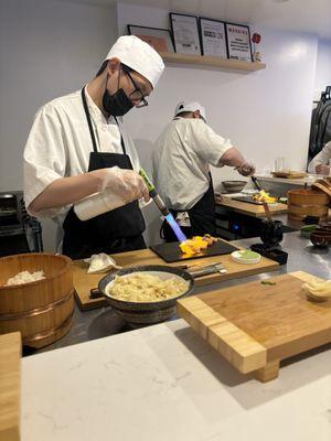 chef preparing next piece