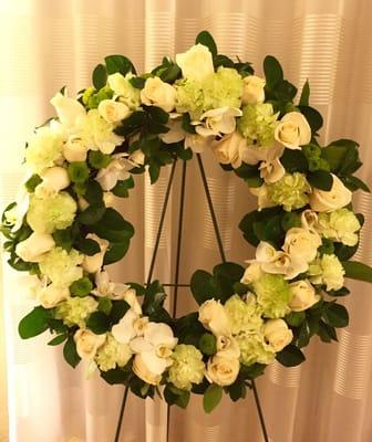 Sympathy Wreath with Orchids Roses