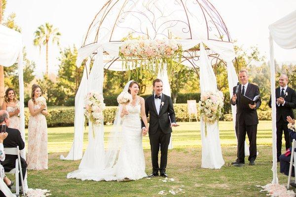 Luxury Wedding with custom draping at the Langham Huntington Hotel in Pasadena.