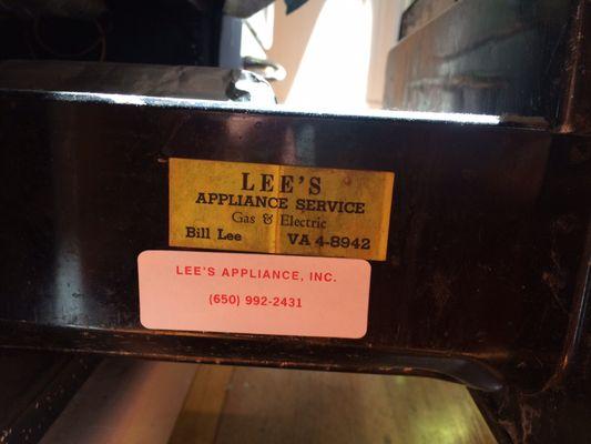 1940s O'Keefe & Merritt stove now cared for by 2 generations of Lee's Appliance experts.