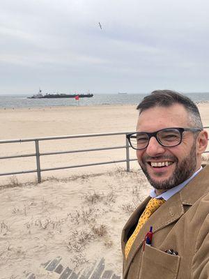 Attorney Eugene Strupinsky on Coney Island boardwalk