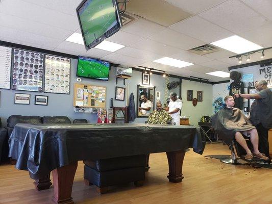 Pool table in the shop