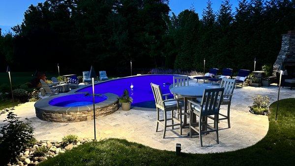 Tiki torch pool deck lights