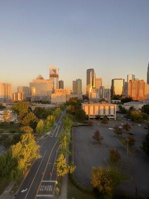 City view room at sunrise