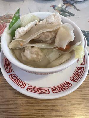 War Wonton Soup. Very good tasting soup with assorted proteins and vegetables.