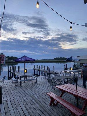 Outdoor seating on the dock