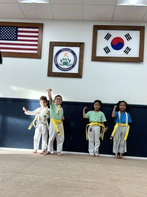 Earning their yellow belts !