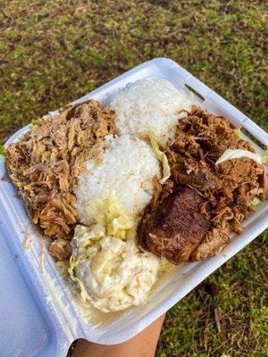 Kalua Pork and Pork Adobo Mixed Plate