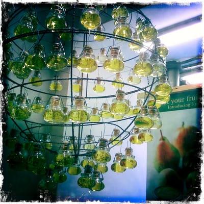 chandelier of fake olive oil