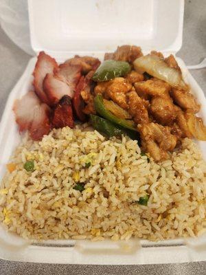 Fried Rice, BBQ Pork, Jalapeno Chicken